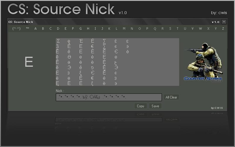 Отличная программа для создания красивых ников css source nick