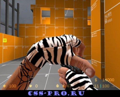 Скин (модель) hands (zebra gloves w/ sick tattoo) для css